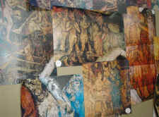 A general view of part of the public board display devoted to the Doom Painting situated in the Archdeacon's Court at the back of Holy Trinity Church Coventry