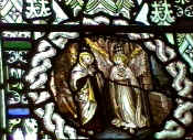 Part of St Thomas window depicting a cameo of St Peter with an angel
