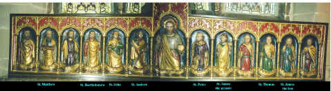 the wooden reredos to the Marler Chapel